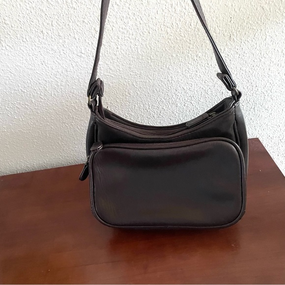 Chocolate brown Vegan leather utility pocket crossbody bag - Picture 4 of 8